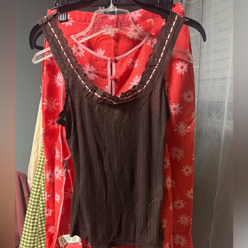 Free People Only You Pointelle Tank Top in French Roast NWOT Retail $38 - Small - Picture 4 of 6